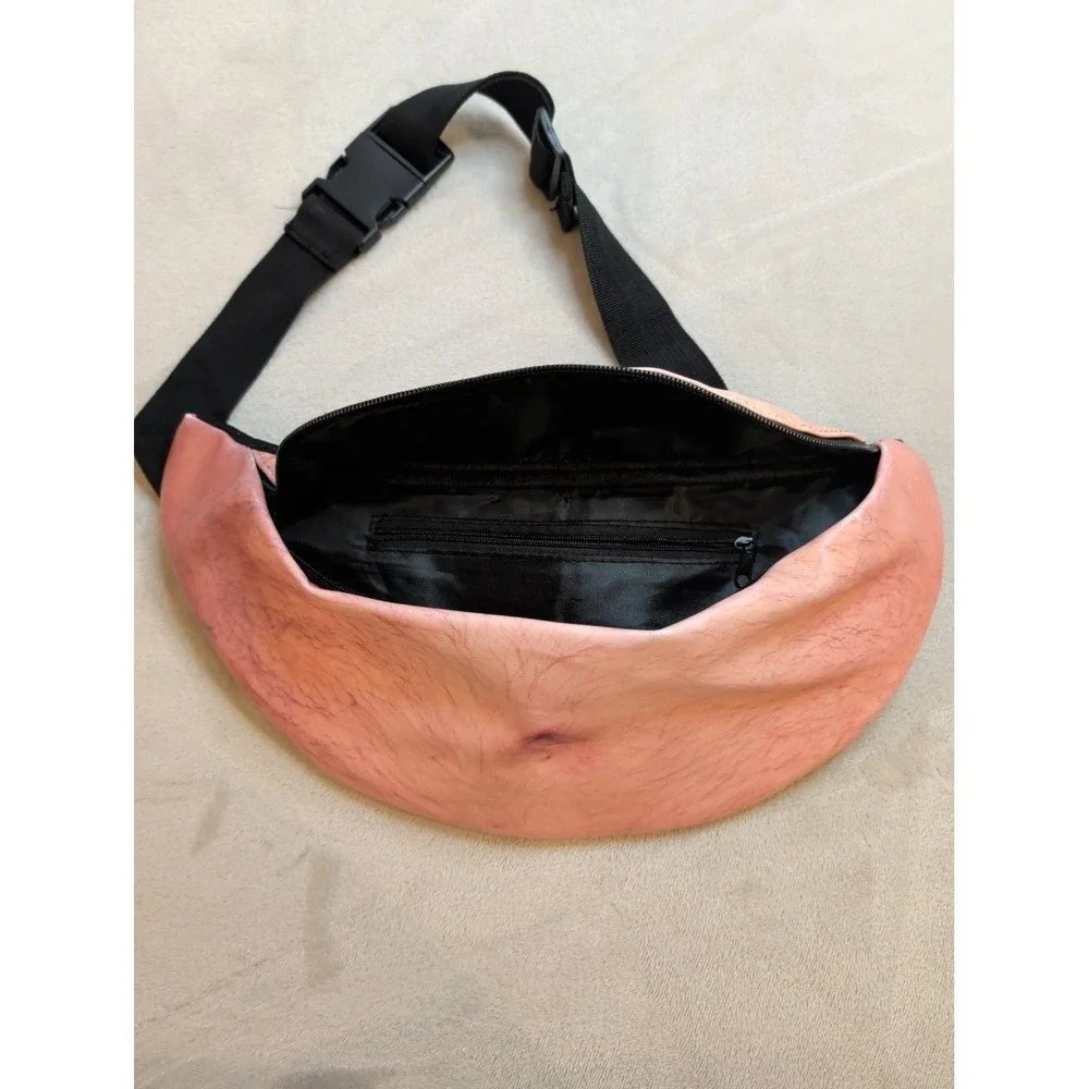 Funny‎ Hairy Belly Fanny Pack Dad Bod Waist Bag Novelty Gag Gift Zipper